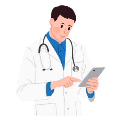 Imagen de un doctor utilizando un software médicos en Colombia en su tablet